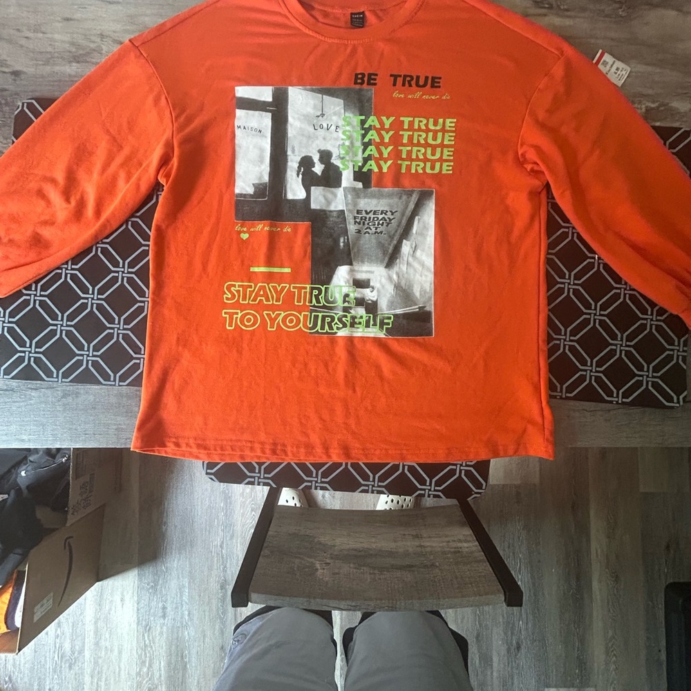 SHEIN Orange Long Sleeve Tee